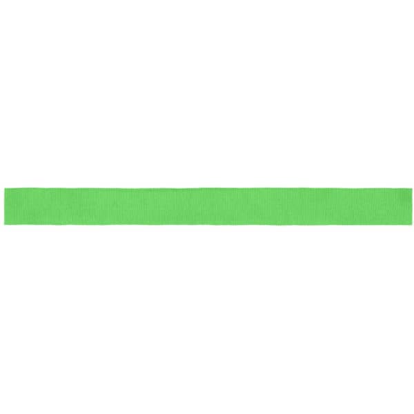 A bright green ribbon for promotional use, featuring a plain design and no visible logos or branding.