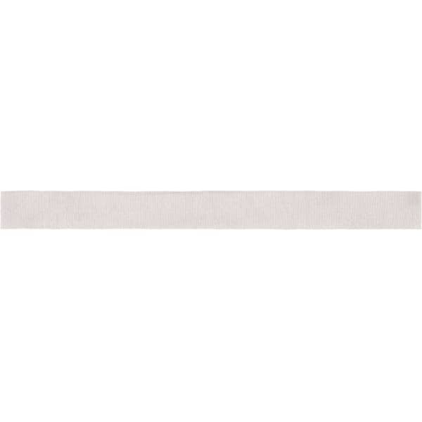A promotional ribbon in a neutral beige colour, featuring an unobtrusive branding logo.