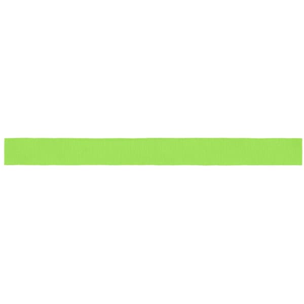 A green promotional ribbon displayed on a white background, featuring a branding logo.