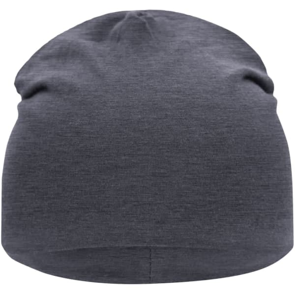A grey Jersey Beanie with a smooth, fitted design and a subtle logo on the side.