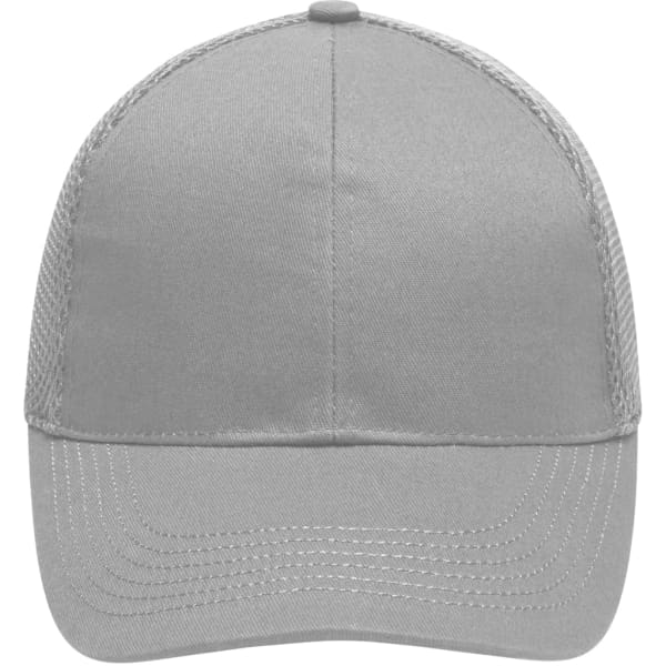 A grey 6-panel air mesh cap with a curved brim and a logo. The cap features a breathable mesh back.