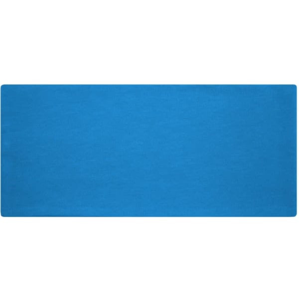 A vibrant blue headband made of bio cotton, featuring a simple design with a logo.