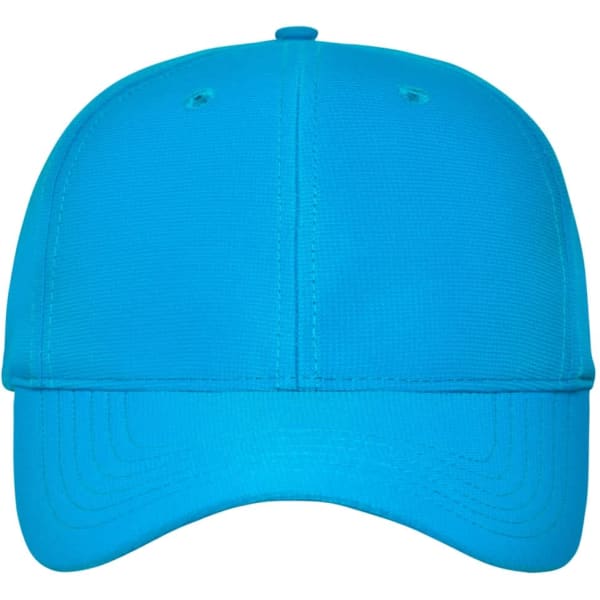 A bright turquoise 6-panel workwear cap featuring a curved brim and ventilation holes, with a logo on the front.