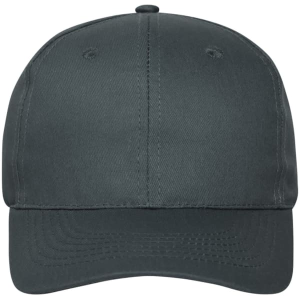 A six-panel cap in dark green made from bio cotton, featuring a branded logo on the front.