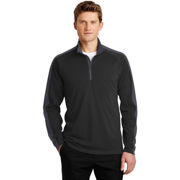 Sport-Tek Sport-Wick Textured Colorblock 1/4-Zip Pullover