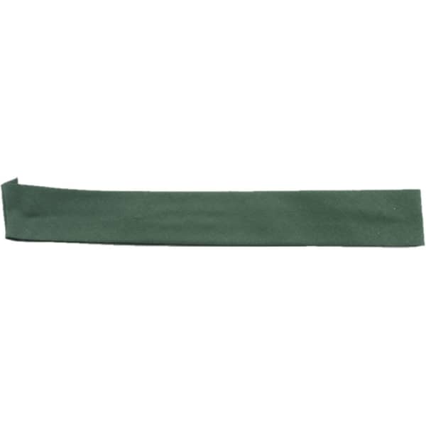 A green fabric strap, possibly for securing or adjusting headwear.