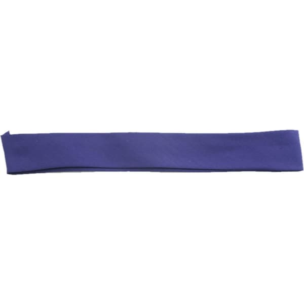 A blue fabric strip for a straw hat, featuring a toggle for adjustment. It has a simple design with no branding visible.