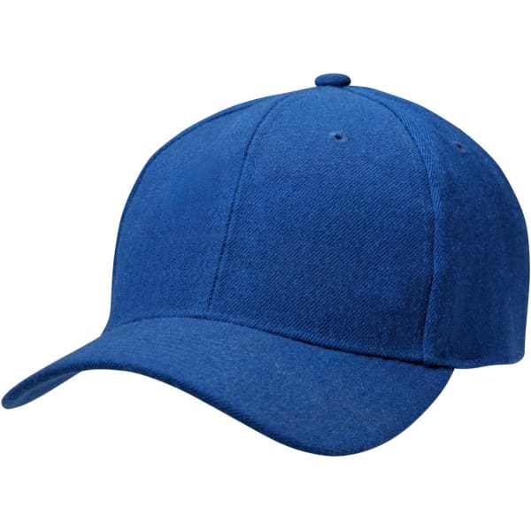 Acrylic cap in a vibrant blue colour, featuring a solid design and an adjustable back. It includes a logo.