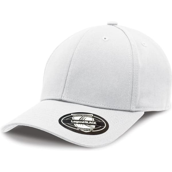 A light grey cap with a curved brim and a branded sticker on the front.
