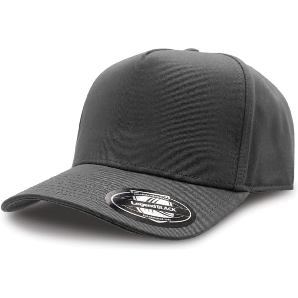 A grey cap with a curved brim and a logo on the side, designed for casual wear.