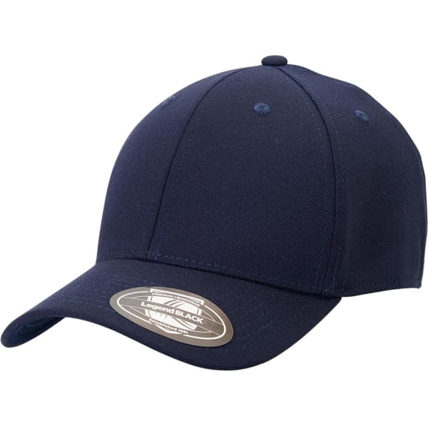 A navy cap with a curved brim and a logo on the front. The cap features a classic design and a fitted style.