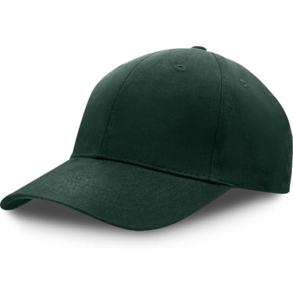 A dark green premium soft cotton cap featuring a curved peak and an adjustable strap at the back.