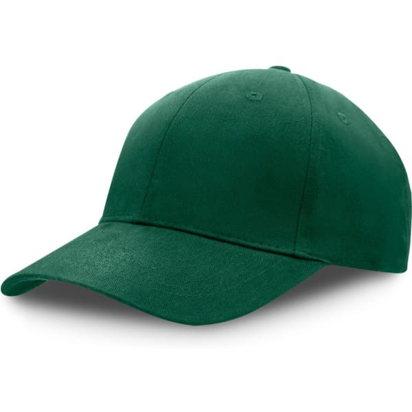 A green premium soft cotton cap with a curved brim and six-panel design. It features a logo on the front.