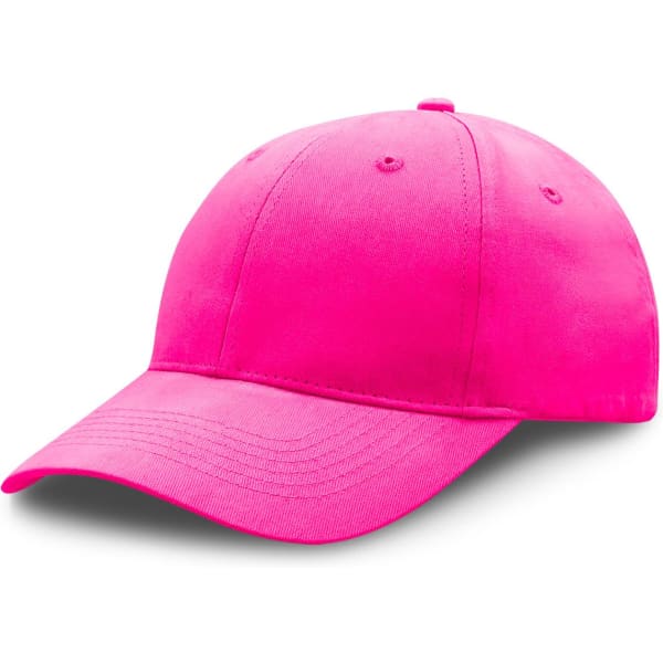 A premium soft cotton cap in vibrant pink, featuring a curved brim and a logo on the front.