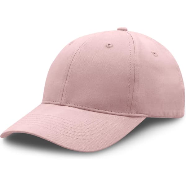 A premium soft cotton cap in a blush pink colour with a curved peak and ventilation eyelets.