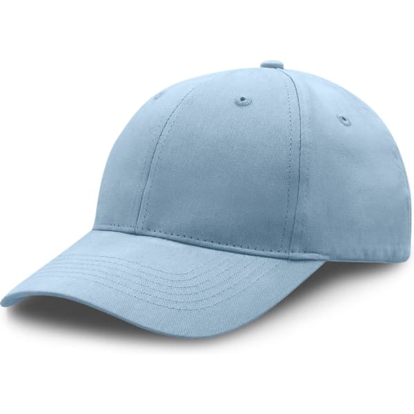A premium soft cotton cap in a light blue colour, featuring a branded logo.