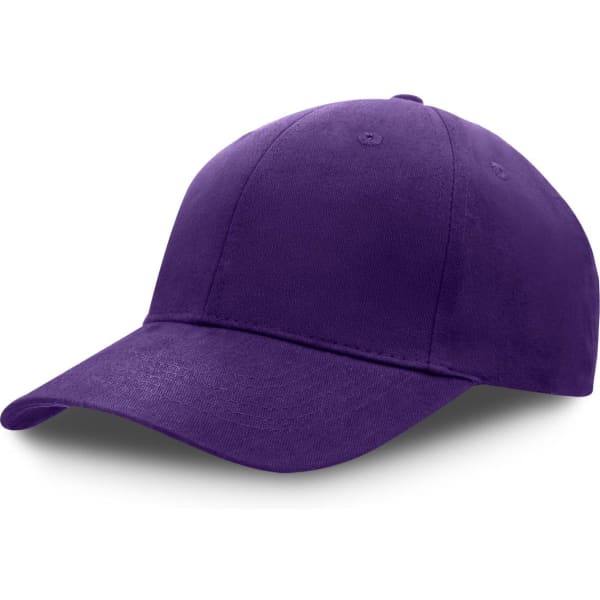 A purple premium soft cotton cap with a classic design and a logo on the front.