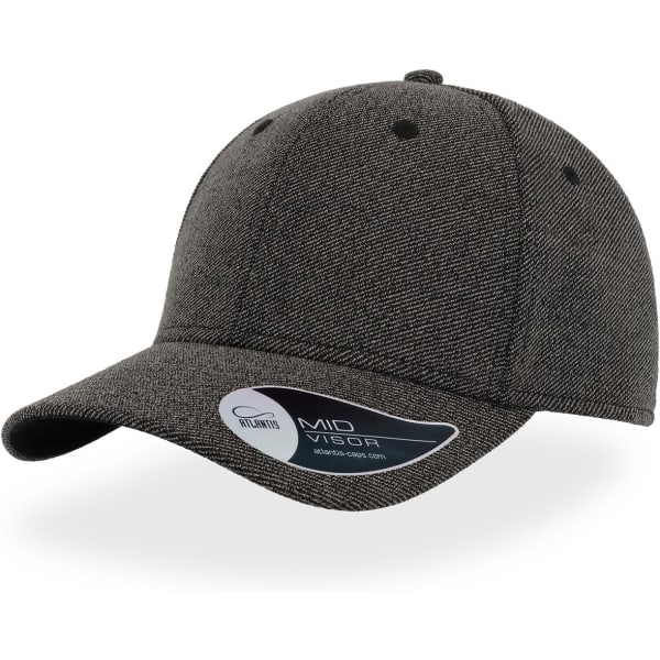 A grey cap with a mid visor and a logo on the side. The fabric has a textured design.