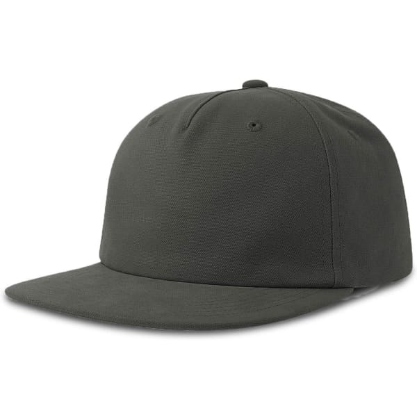 A flat peak cap in a dark green shade with a logo on the front. Suitable for casual wear.