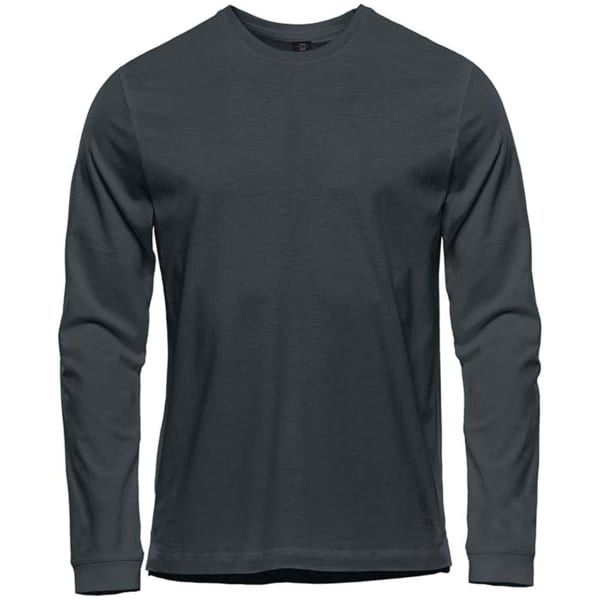Men's long sleeve tee in a dark grey colour, featuring a crew neck and a logo on the front.