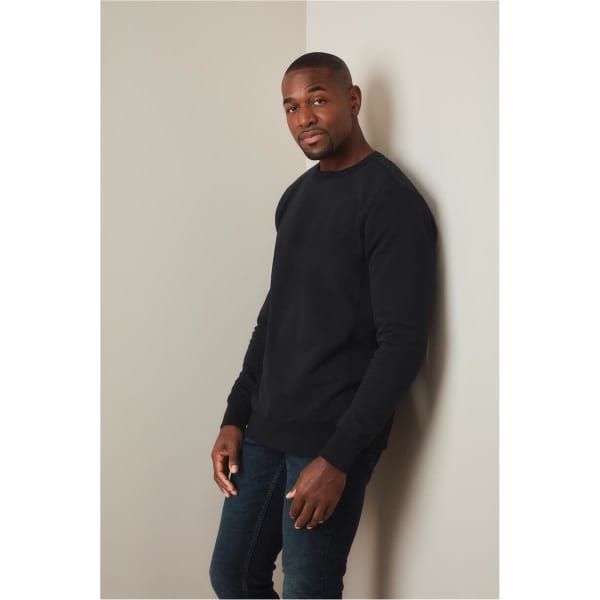 A black men's active sweatshirt displayed on a model against a neutral background. The product features a logo.