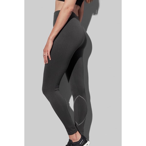 Women's active seamless pants in a dark grey shade, featuring a high waistband and a smooth, fitted design.