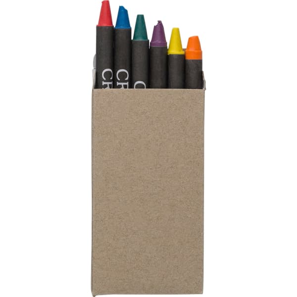 Cardboard box with crayons