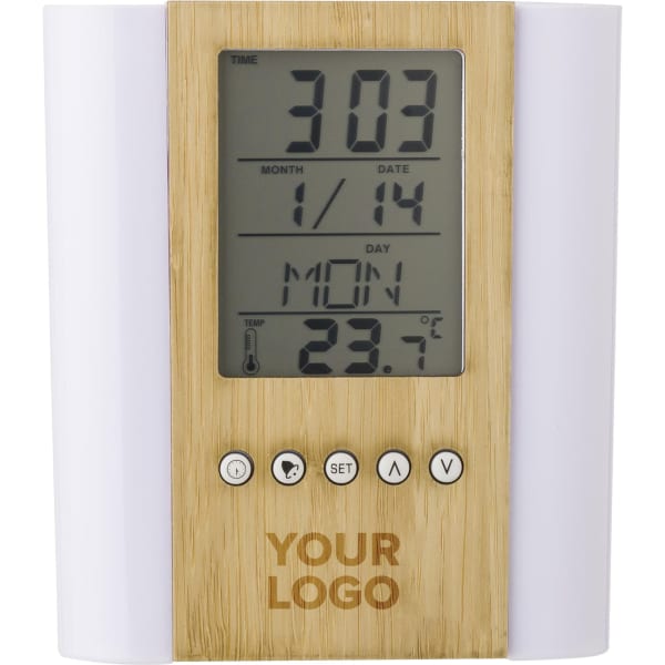 Bamboo penholder with clock
