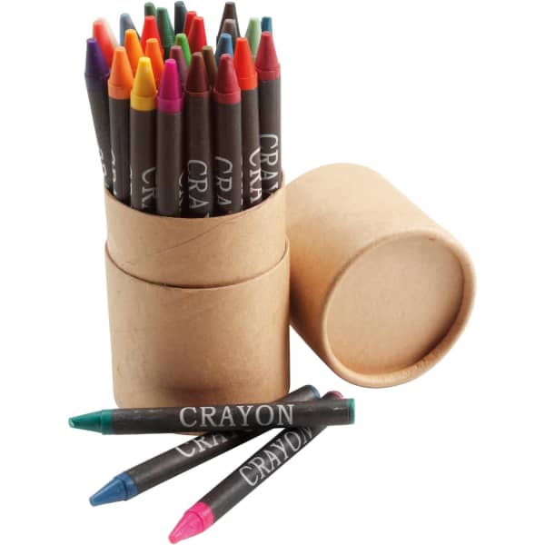 Cardboard tube with crayons