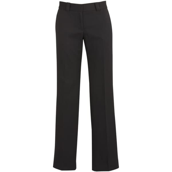 A pair of black women's hipster fit pants, featuring a sleek, tailored design and subtle waistband detail.