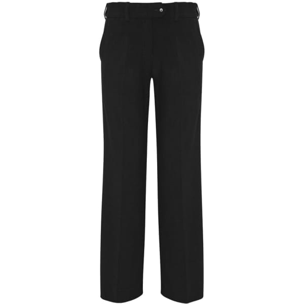 A pair of black Women's Advatex adjustable waist pants with a straight leg design, featuring logo branding.