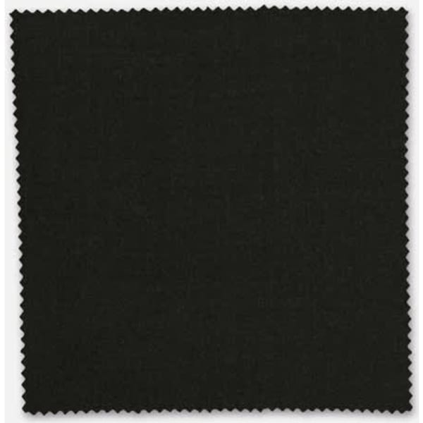 A square swatch of dark green fabric, featuring a textured surface and zigzag edges. It has a branding label.