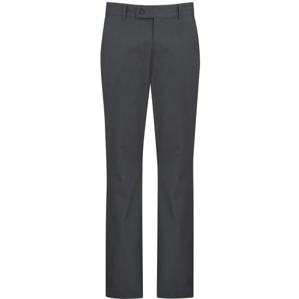Men's Barlow Pant in dark grey, featuring a straight fit and belt loops. Includes a logo on the waistband.