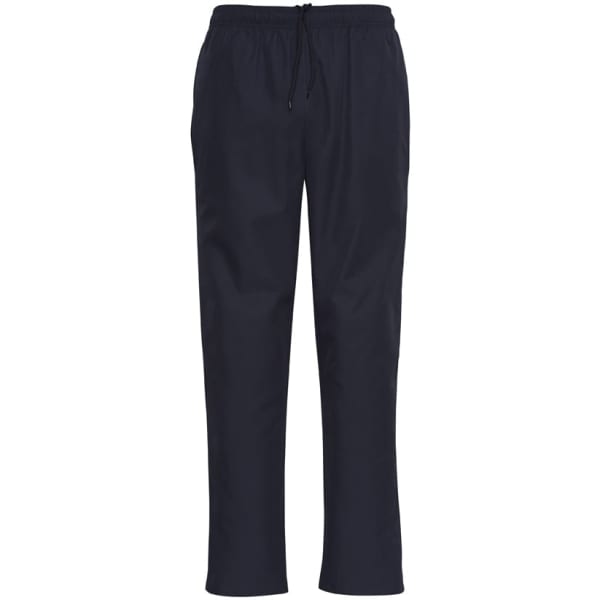 Unisex track pants in navy, featuring an elastic waistband with a drawstring and a simple design.
