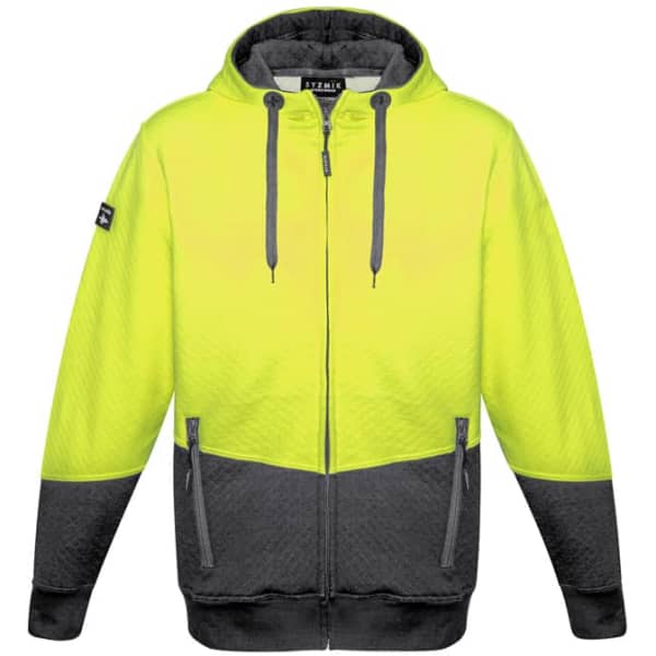 Unisex Hi Vis Textured Jacquard Full Zip Hoodie