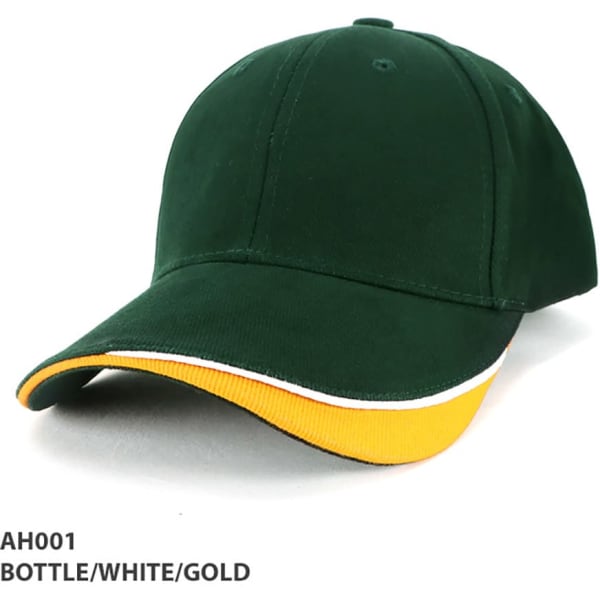 A green cap with a yellow and white accent on the brim, featuring a logo on the front.