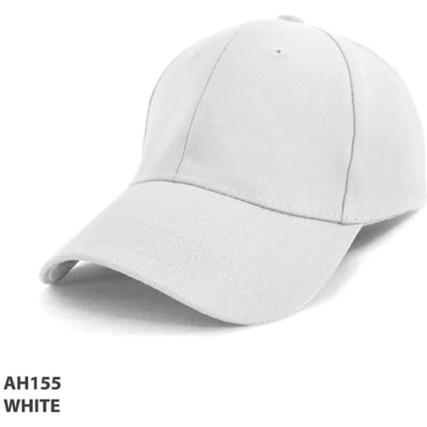 A white cotton spandex cap with a curved visor and no visible branding.
