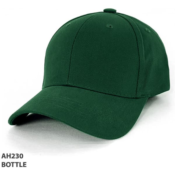 A green heavy brushed cotton cap with a rounded peak and a subtle branding logo.