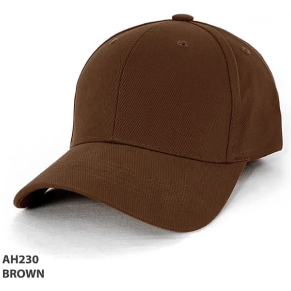 A brown heavy brushed cotton cap with a curved brim and a logo on the front.