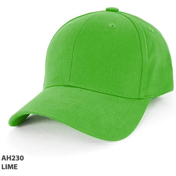A bright lime green heavy brushed cotton cap with a curved brim and a logo on the front.