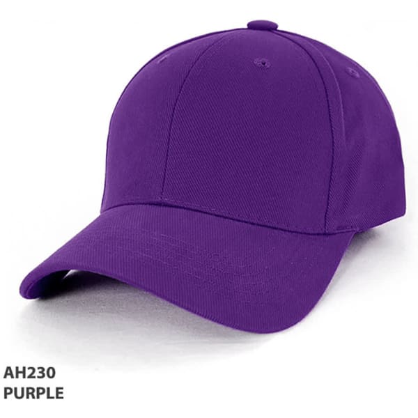 A purple heavy brushed cotton cap with a curved brim and a logo on the front.