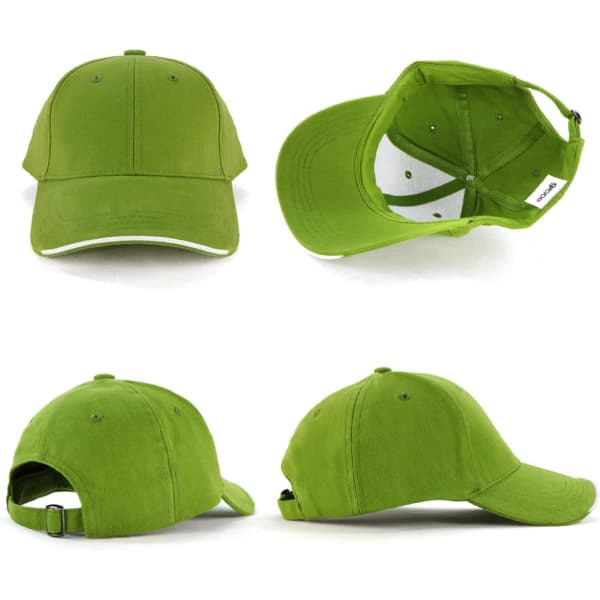 A green Navigator Cap featuring a structured design and a branded logo, displayed from multiple angles.