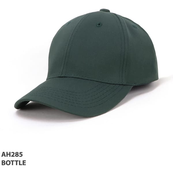 A green sports cap with a structured brim and a logo on the front, suitable for outdoor activities.