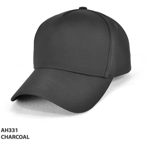 A charcoal D-Lux 5 Panel Cap with a curved brim and a logo on the front.