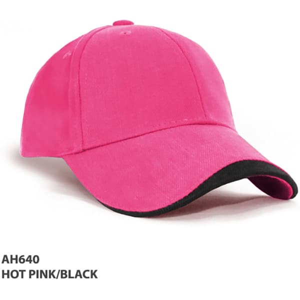 A hot pink cap with a black brim and a logo on the front, designed for kids.