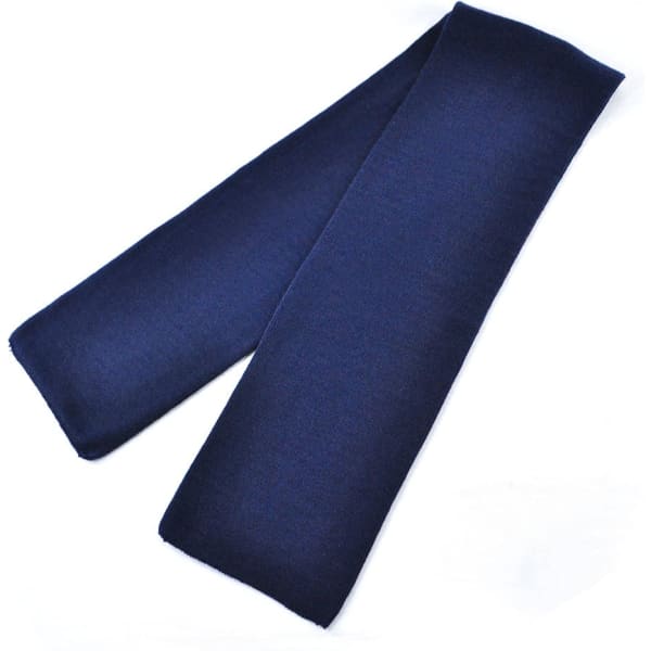 Acrylic scarf in a rich navy blue colour, featuring a smooth texture and a simple, classic design.