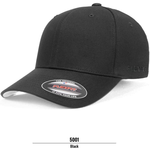 A black V-FLEXFIT cap featuring a curved brim and a logo on the side.