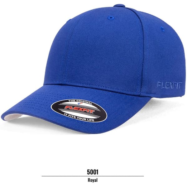 A blue cap with a curved visor and a logo on the side. It features a tag with branding.