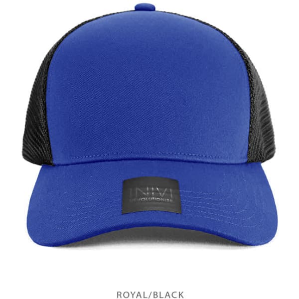 A royal blue cap with a black mesh back and a branded patch on the front.
