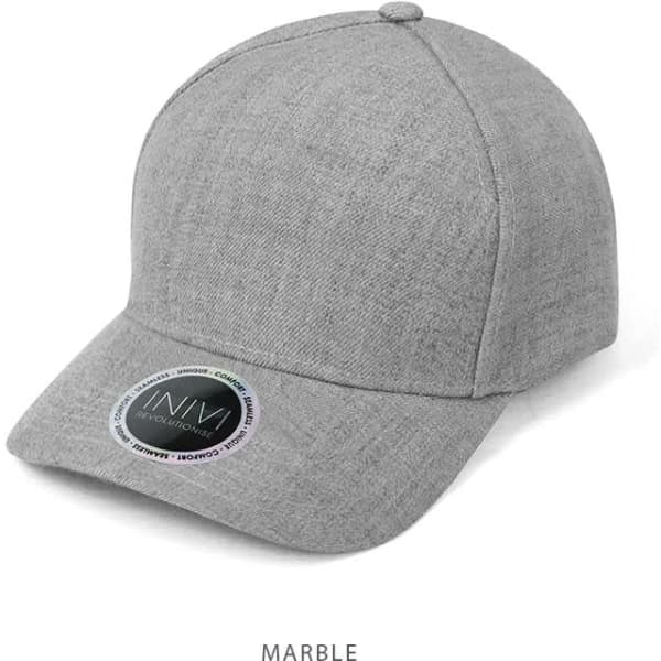 A grey cap with a cool dry mesh knit lining, featuring a logo on the front.